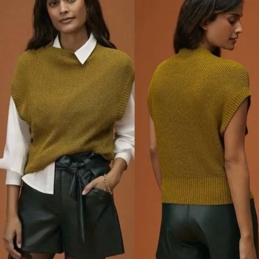 Maeve Anthropologie Mock Neck Sweater Tee Size Small green